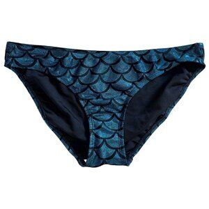 Living Dead Clothing Mermaid Bikini Bottom | Teal Foil Scale Goth Swimwear